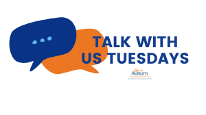 Talk Tuesday Banner with Auburn Housing logo and chat quotes