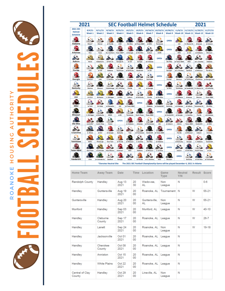 Roanoke Rising Football Schedules