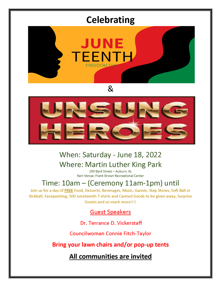 Juneteeth Celebration Unsung Heroes Flyer