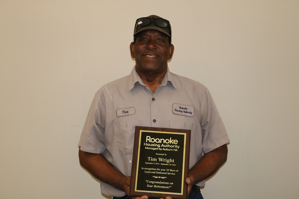 Tim Wright Retirement  from Auburn Housing Authority with plaque