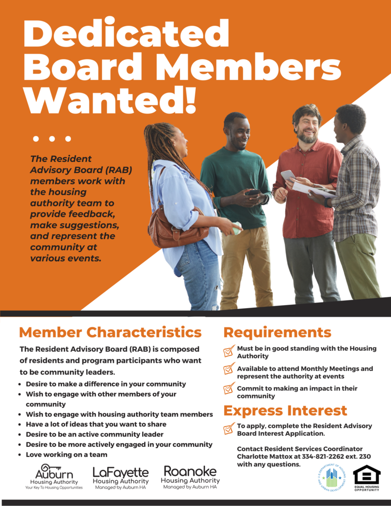 Resident Advisory Board Flyer