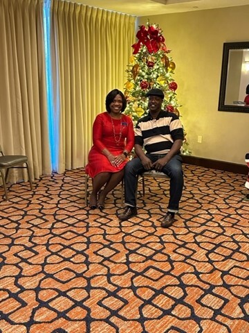 Commissioner Joiner with Sharon Tolbert at Christmas tree
