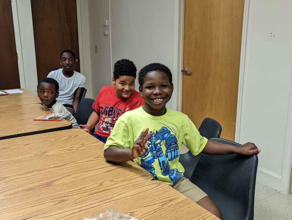 Lee Council Literacy Class boys at table