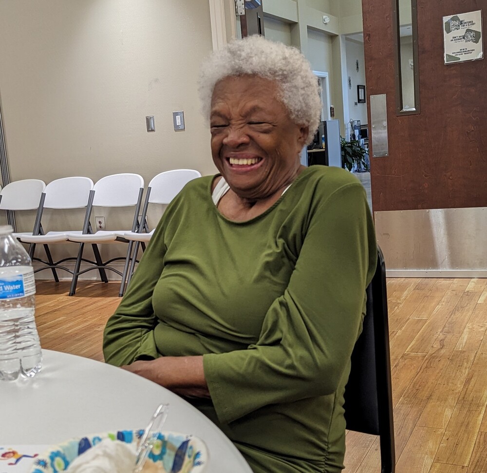 AHA Resident Service -Sr. Ice cream social elderly lady laughing