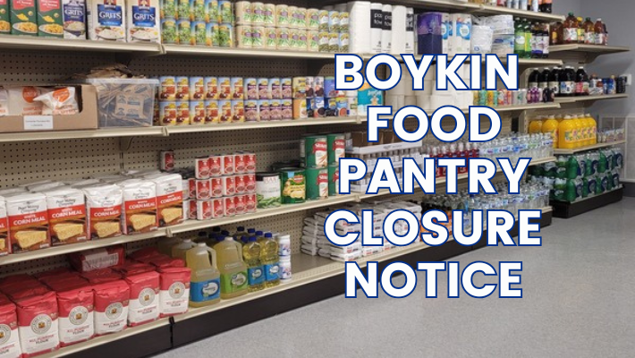 Boykin food pantry closure notice for website
