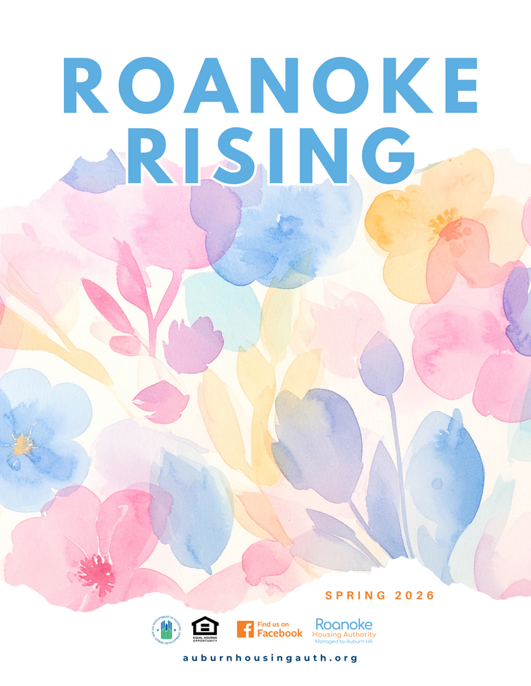 Roanoke Rising Spring 2026 cover with pastel field of flowers