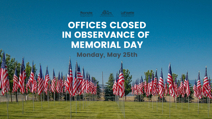 Memorial day closure with numerous flags
