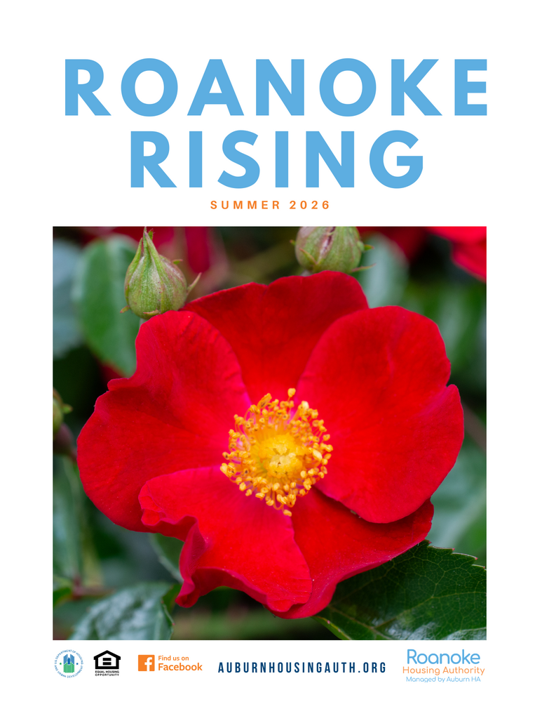 Roanoke Rising Summer 2026 Cover with Red flower