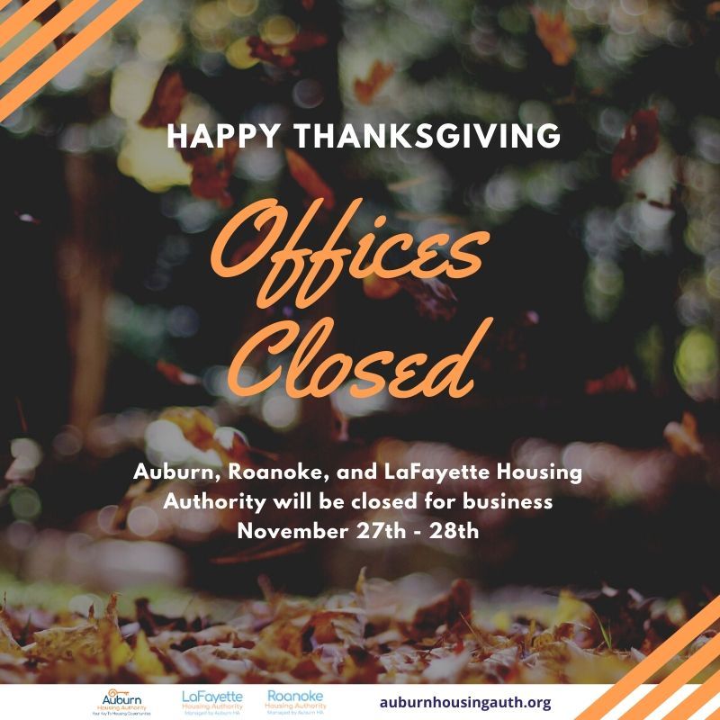 AHA RHA LHA Offices Closed for Thanksgiving
