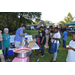 National Night Out attendees waiting to receive cotton candy.