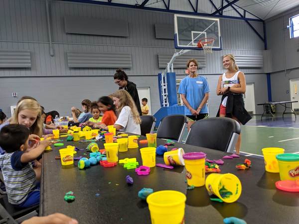 Kids playing with playdoh