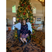 Employees sitting in front of Christmas tree 