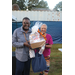 Male gift basket winner with commissioner