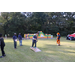 Police officers playing cornhole