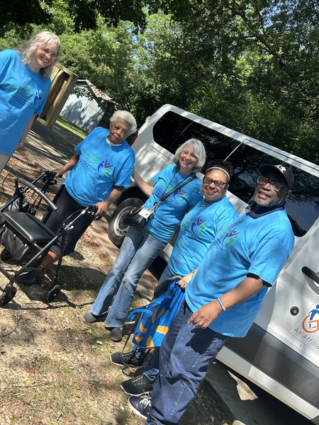 AHA Senior Citizens arriving in matching tshirts for Older Americans Month celebration 